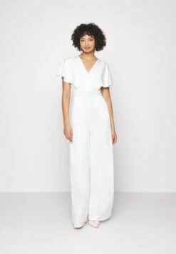 Dameskledingwinkel 37 Wedding Betty V Neck Wrap - Jumpsuit - White
